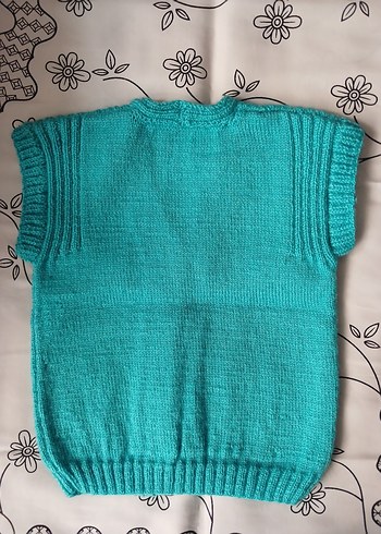 Turkuaz Erkek Çocuk Örgü Yelek - Görsel 3
