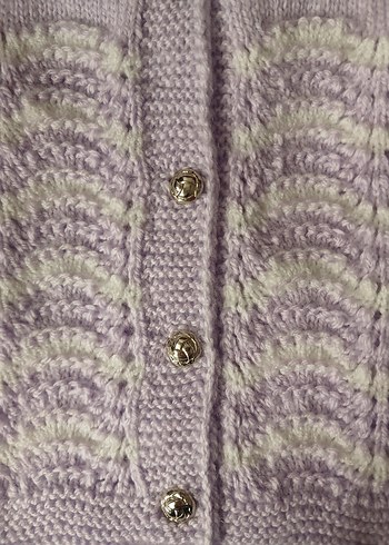 Kız Çocuk Lila Kolsuz Örgü Hırka - Görsel 2