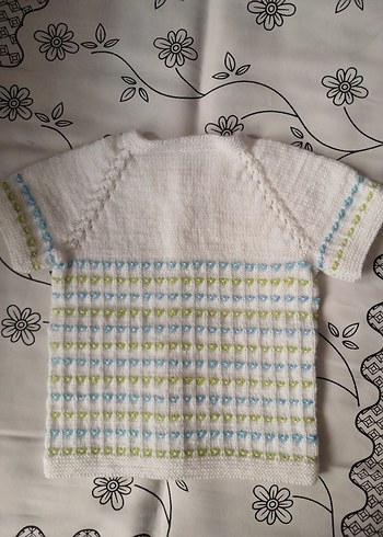 Bebek için Beyaz Örgü Kısa Kollu Yelek - Görsel 3