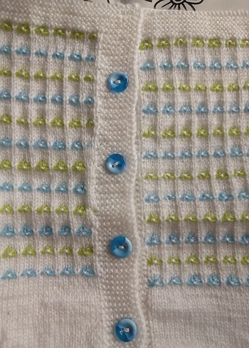 Bebek için Beyaz Örgü Kısa Kollu Yelek - Görsel 2