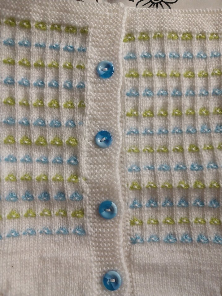 Bebek için Beyaz Örgü Kısa Kollu Yelek - Görsel 2