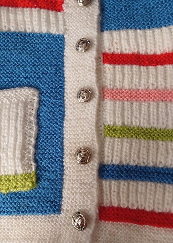 Çok Renkli Erkek Çocuk Örgü Yelek - Görsel 2