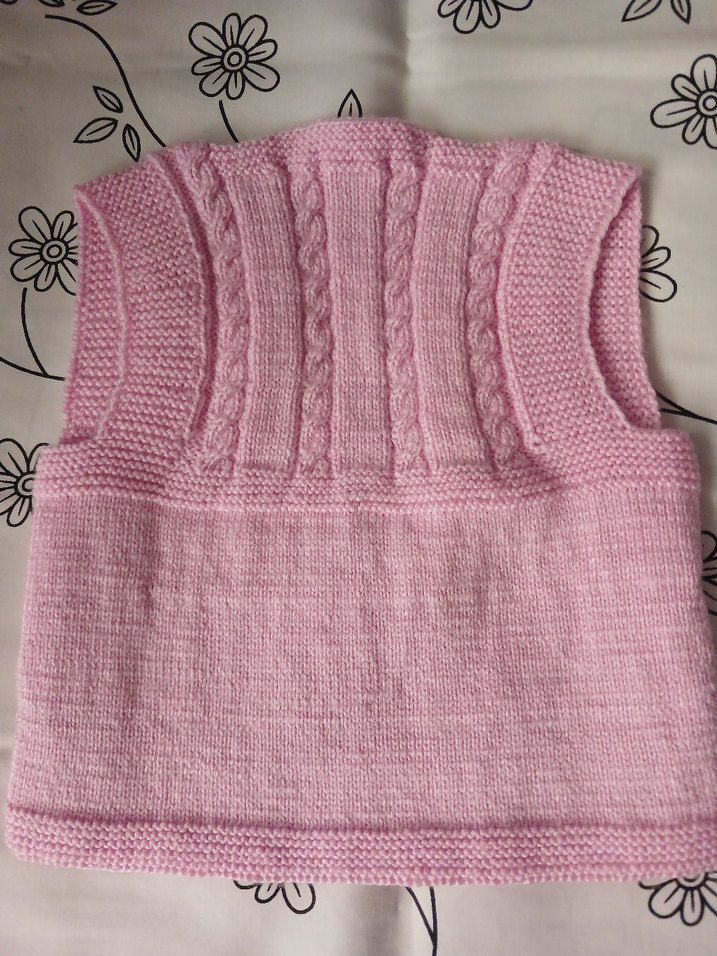 Pembe Örgü Düğmeli Kız Yeleği - Görsel 3