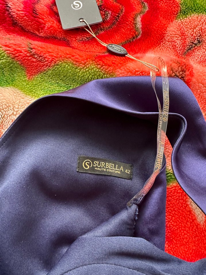 Lacivert Drapeli Uzun Abiye Elbise - Görsel 3