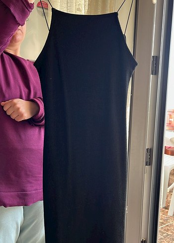 Siyah Askılı Kadın Uzun Elbise - Görsel 2