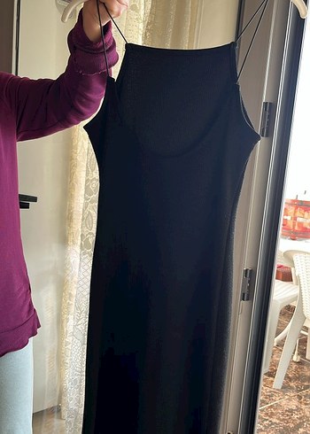 Siyah Askılı Kadın Uzun Elbise - Görsel 3