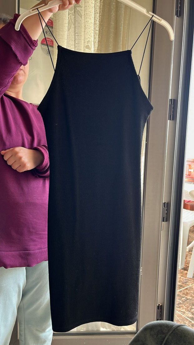 Siyah Askılı Kadın Uzun Elbise - Görsel 2