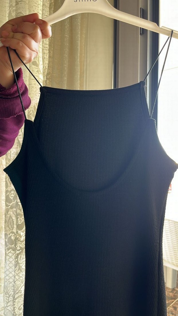 Siyah Askılı Kadın Uzun Elbise - Görsel 4