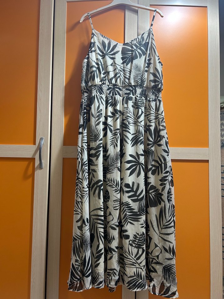 Bohem Tarzı Desenli Şifon Uzun Elbise - Görsel 2