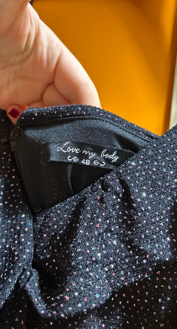 Lacivert V Yaka Fırfırlı Uzun Abiye Elbise - Görsel 3