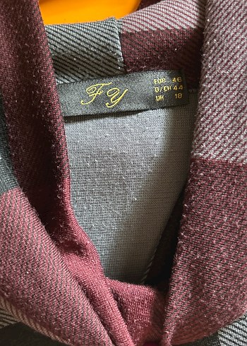 Bordo Ekose Desenli Boğazlı Salaş Tunik - Görsel 2