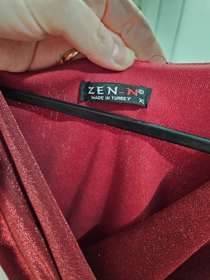 Bordo V Yaka Drapeli Midi Abiye Elbise - Görsel 3