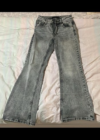 Gri Düğmeli Kadın Kot Pantolon - Görsel 4