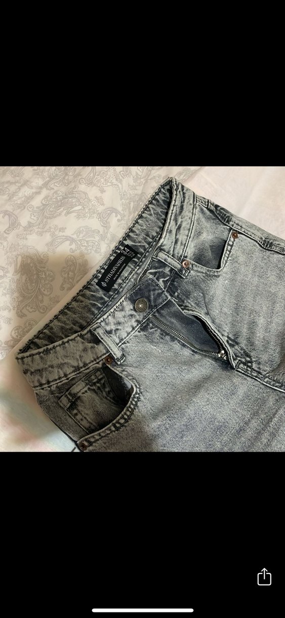 Gri Düğmeli Kadın Kot Pantolon - Görsel 2