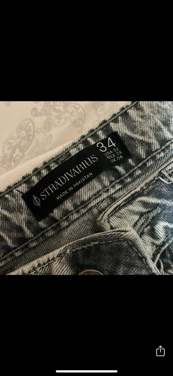 Gri Düğmeli Kadın Kot Pantolon - Görsel 3