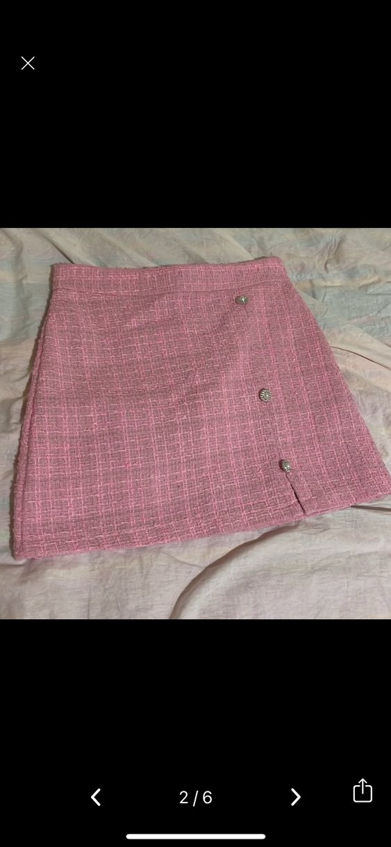 Düğmeli Pembe Mini Etek - Görsel 2