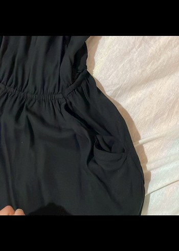 Siyah V Yaka Mini Tulum - Görsel 2