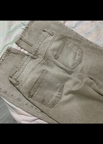 Bej Gri Rahat Kesim  Kot Pantolon - Görsel 2