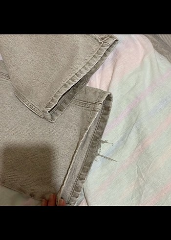 Bej Gri Rahat Kesim  Kot Pantolon - Görsel 4