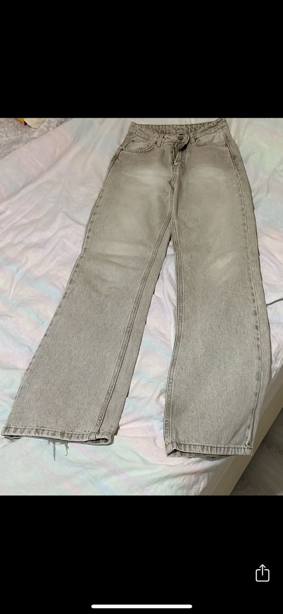 Bej Gri Rahat Kesim  Kot Pantolon - Görsel 3