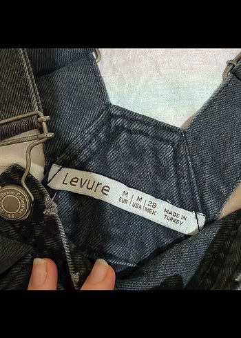 Siyah Batik Desenli Kot Mini Salopet - Görsel 4