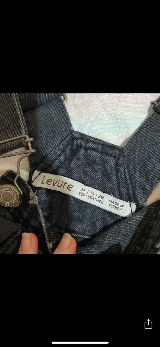 Siyah Batik Desenli Kot Mini Salopet - Görsel 4