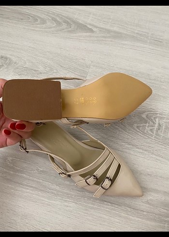 Bej Tokalı Kadın Topuklu Ayakkabı - Görsel 3