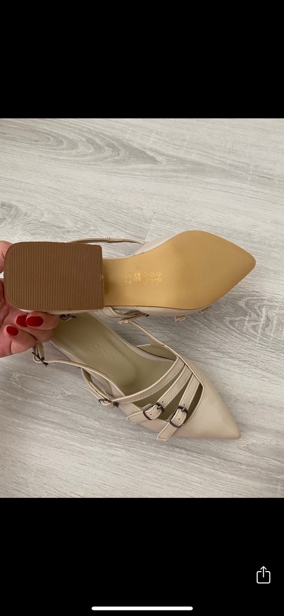 Bej Tokalı Kadın Topuklu Ayakkabı - Görsel 3