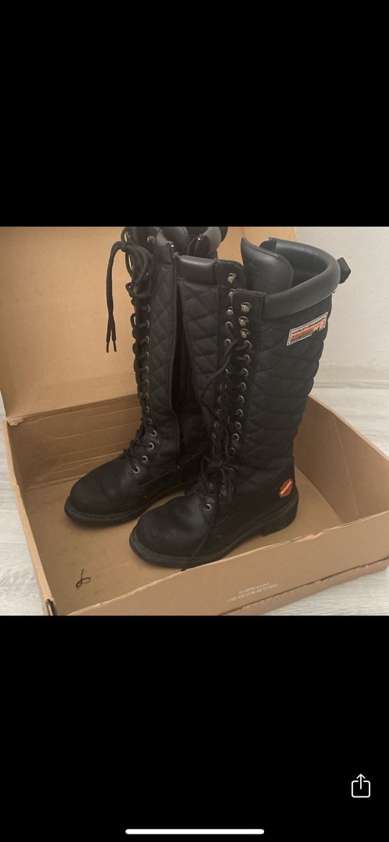 Harley Davidson Siyah Deri Biker Çizme - Görsel 2