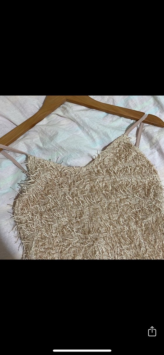 Simli Bej Mini Triko Straplez Elbise - Görsel 2