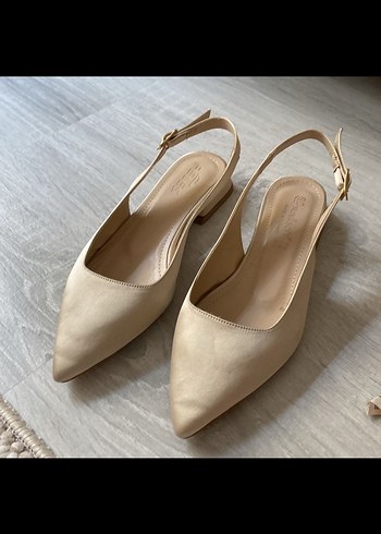 Bej saten Topuklu Kadın Ayakkabı - Görsel 3