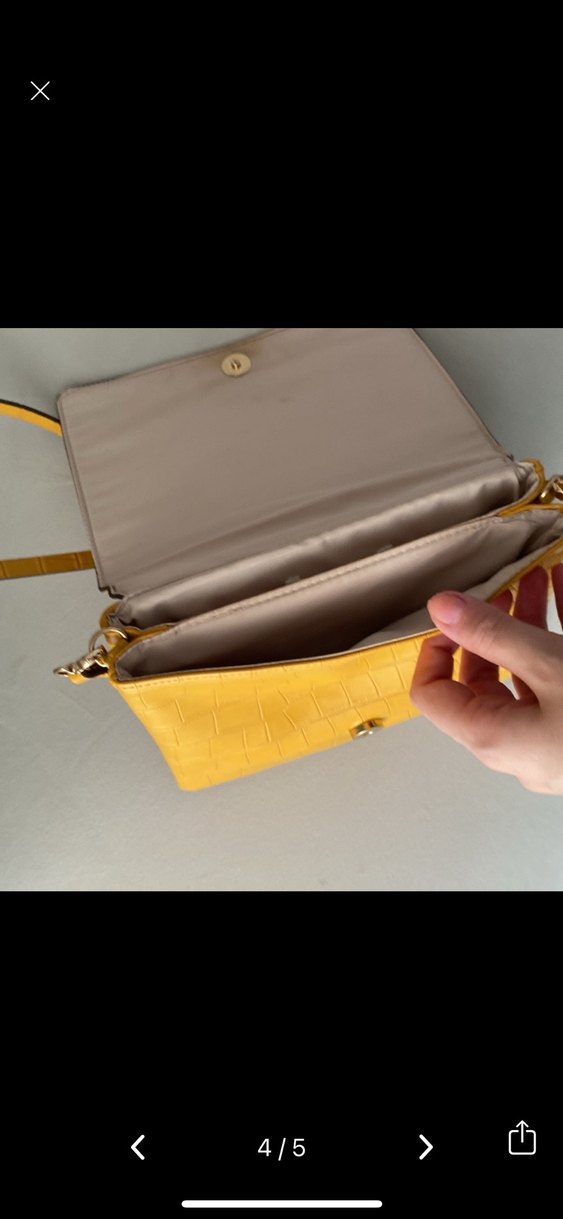 Sarı Yılan Desenli Deri Kadın Çanta - Görsel 2