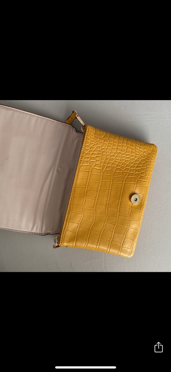 Sarı Yılan Desenli Deri Kadın Çanta - Görsel 4