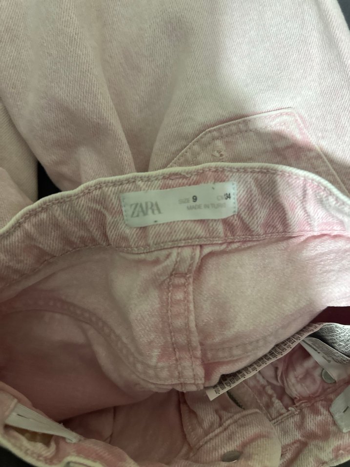 Pembe Bağlama Desenli Bol Kesim Midi Kot Pantolon - Görsel 2