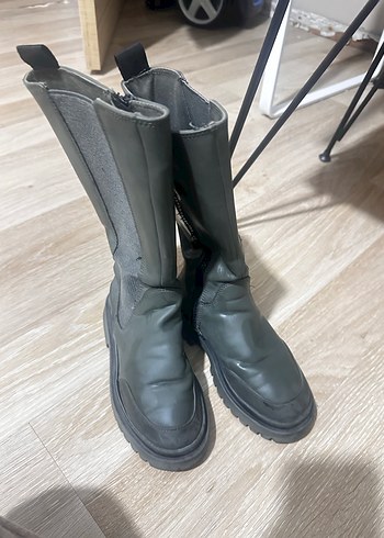 Siyah Gri Stiletto Topuklu Kadın Bot - Görsel 4