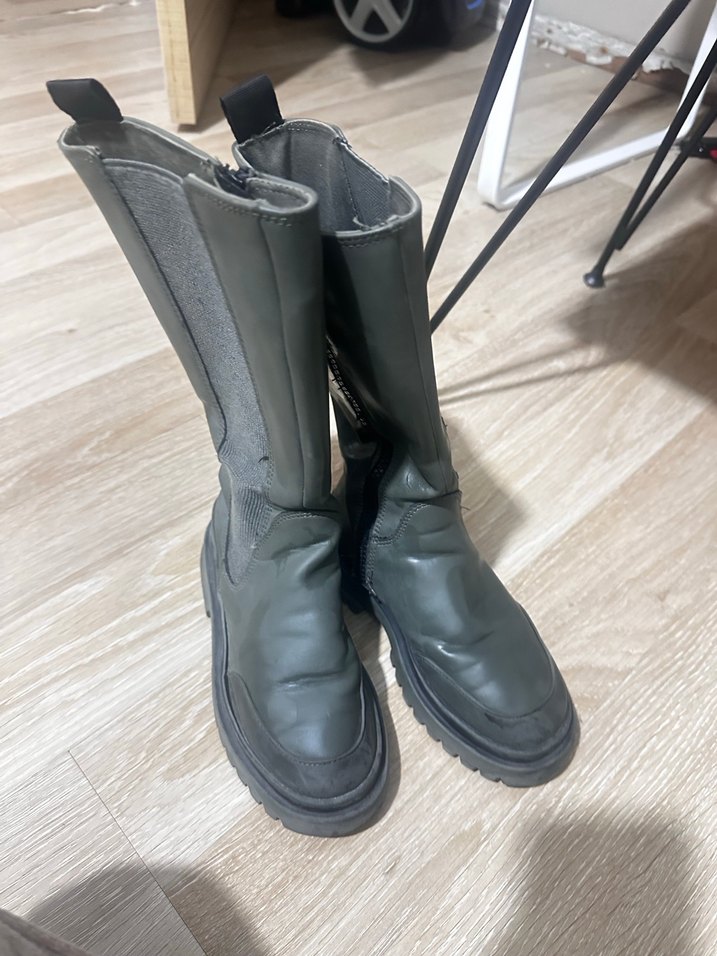 Siyah Gri Stiletto Topuklu Kadın Bot - Görsel 4