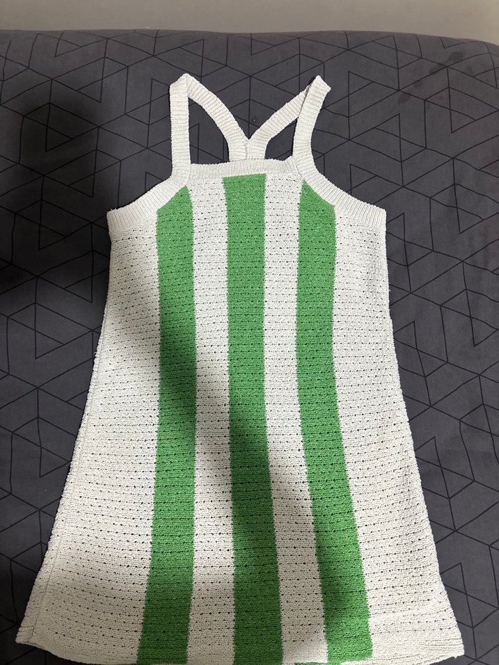 Yeşil Çizgili Örgü Midi Elbise - Görsel 2