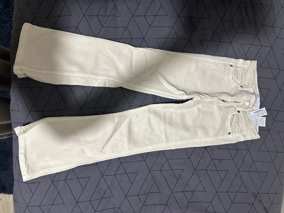 Düz krem renk  kız  Çan paça Jean - Görsel 2