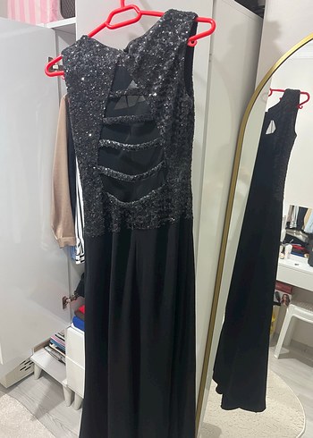 Siyah Uzun  Gösterişli Kadın Elbise - Görsel 2