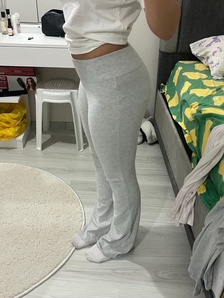 Kadın Gri Midi İspanyol Paça Eşofman Altı - Görsel 2