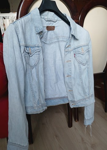 Düğmeli Mavi Kadın Denim Ceket - Görsel 3