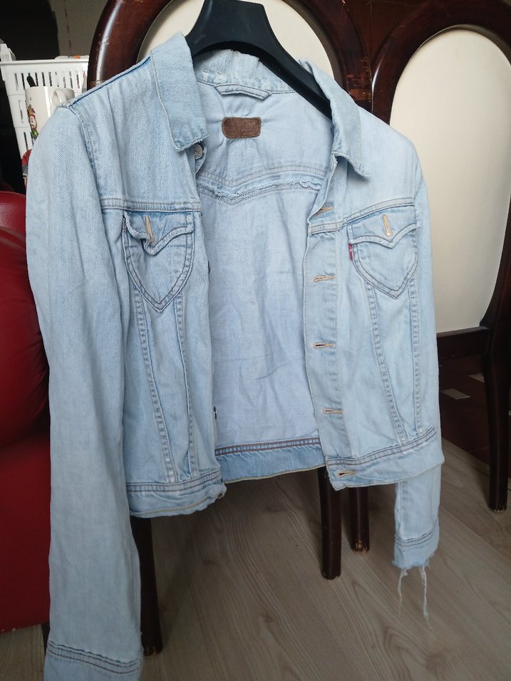 Düğmeli Mavi Kadın Denim Ceket - Görsel 3
