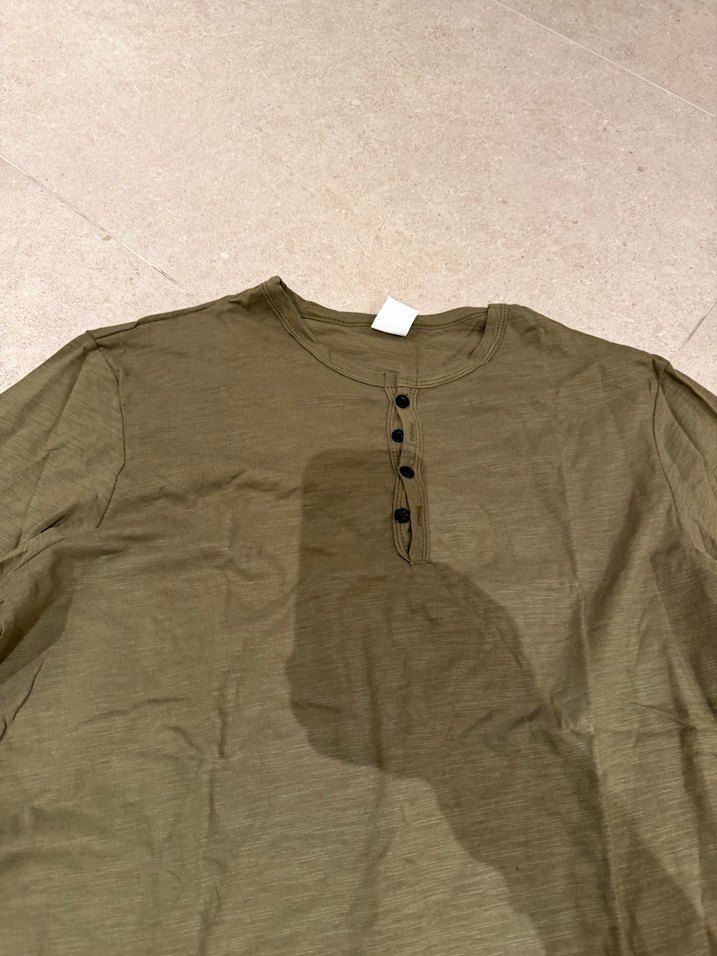 Haki Renkli Uzun Kollu Erkek Keten Gömlek - Görsel 2