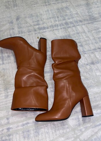 Kahverengi Tokalı Kadın Deri Dizüstü Çizme - Görsel 8