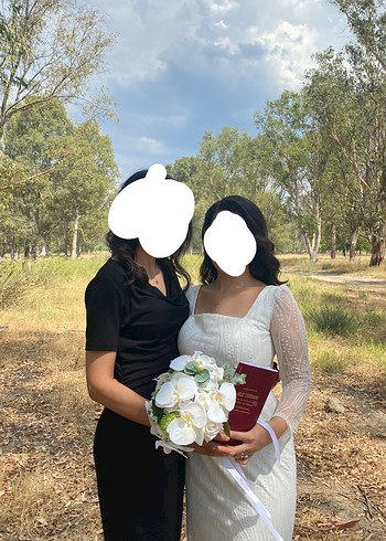 Dantel Detaylı Midi Beyaz nikah elbisesi - Görsel 2