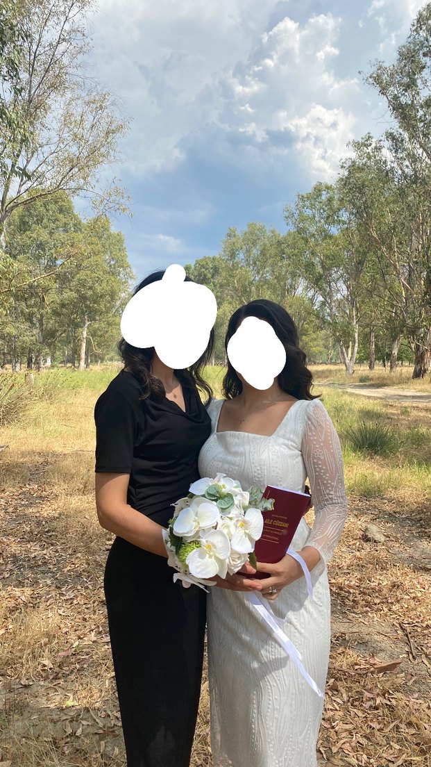 Dantel Detaylı Midi Beyaz nikah elbisesi - Görsel 2