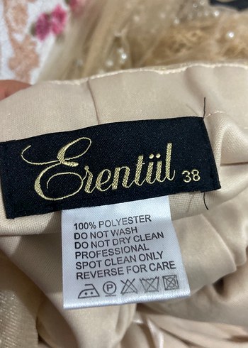 Boncuk İşlemeli Bej Uzun Abiye Elbise - Görsel 12