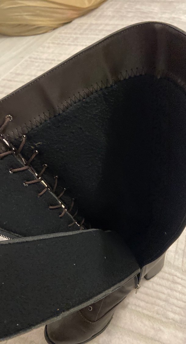 Kahverengi Deri Dizüstü Bot, Kürklü, Blok Topuk - Görsel 5