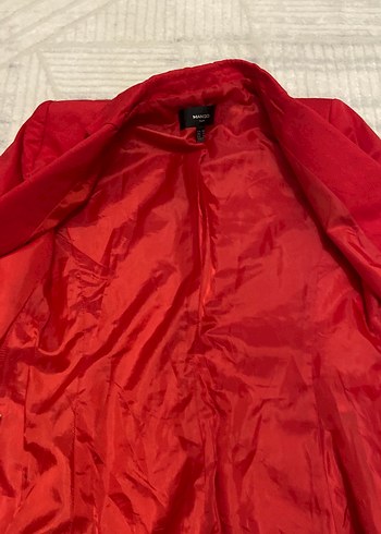 Kadın Parlak Kırmızı Düğmeli Blazer Ceket - Görsel 3