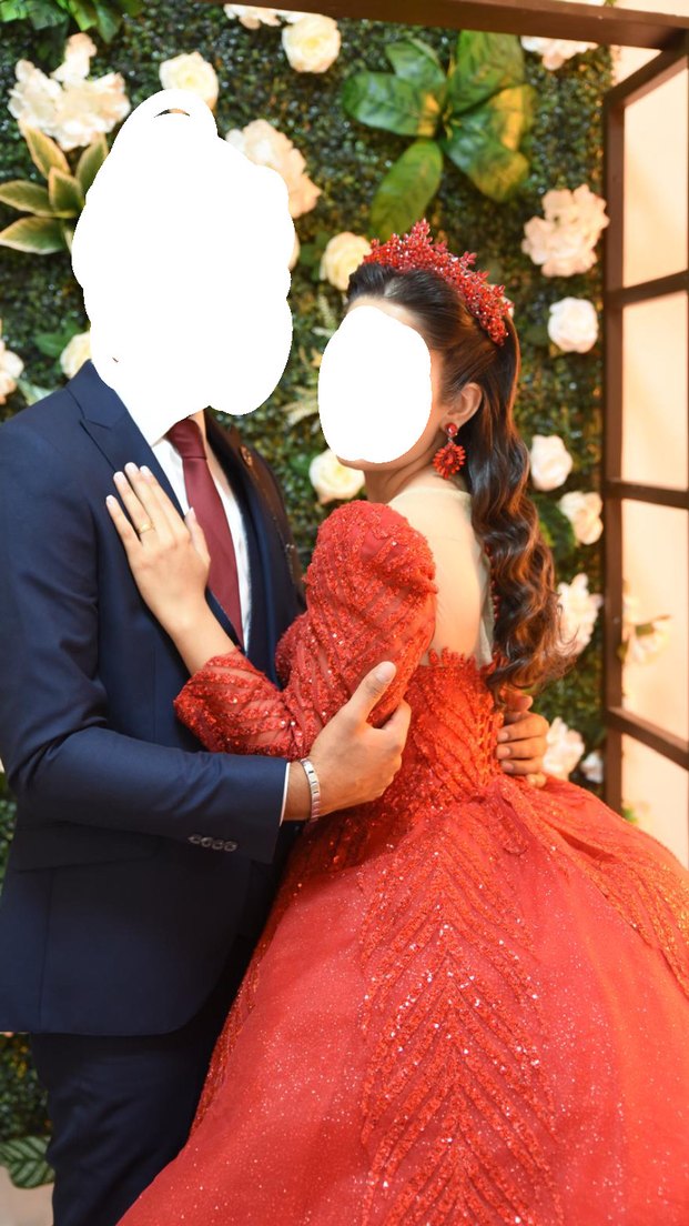 Klasik Zarafet Kırmızı Uzun Kollu kına Elbisesi - Görsel 2